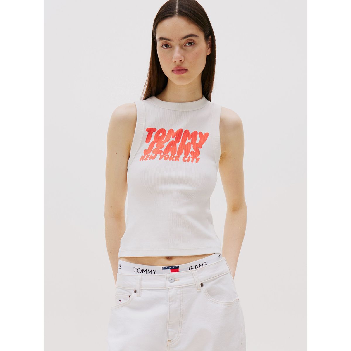 TOMMY HILFIGER - Polera Bubble Con Logo Blanco Tommy Jeans