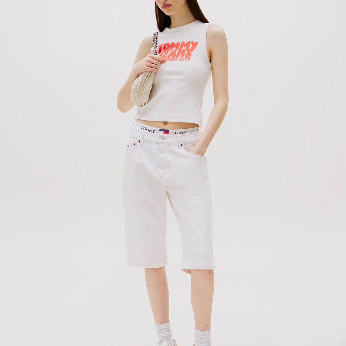 TOMMY HILFIGER - Polera Bubble Con Logo Blanco Tommy Jeans