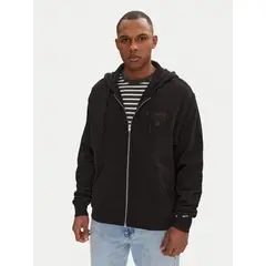 TOMMY HILFIGER - Polerón Hoodie Varsity Tonal Con Cierre Negro Tommy Jeans