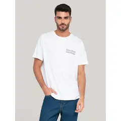 TOMMY HILFIGER - Polera De Cuello Redondo Con Logo Blanco