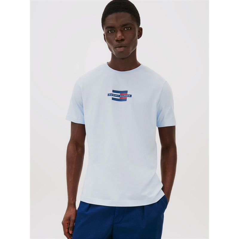 TOMMY HILFIGER - Polera Flag Box Logo Celeste Tommy Hilfiger