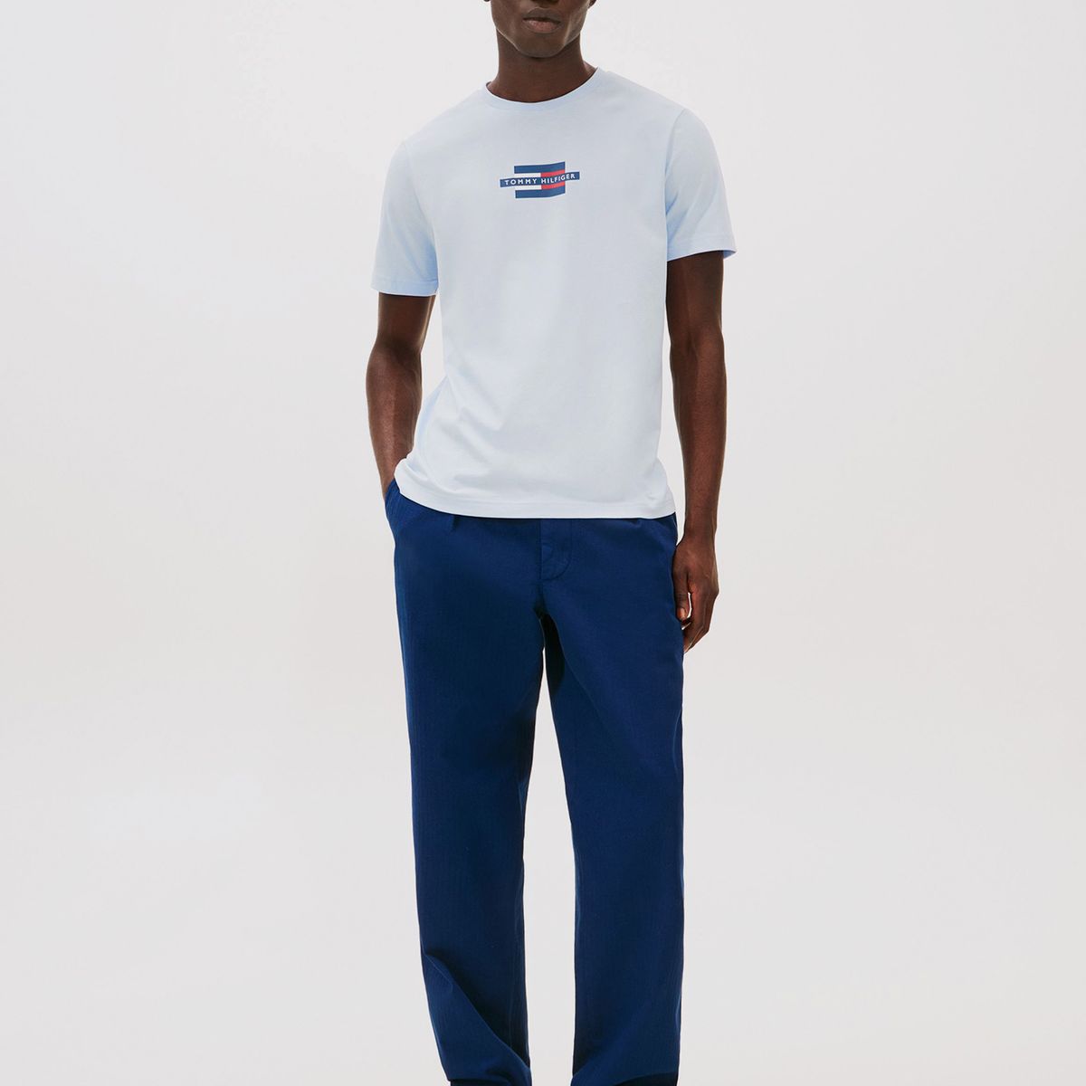 TOMMY HILFIGER - Polera Flag Box Logo Celeste Tommy Hilfiger