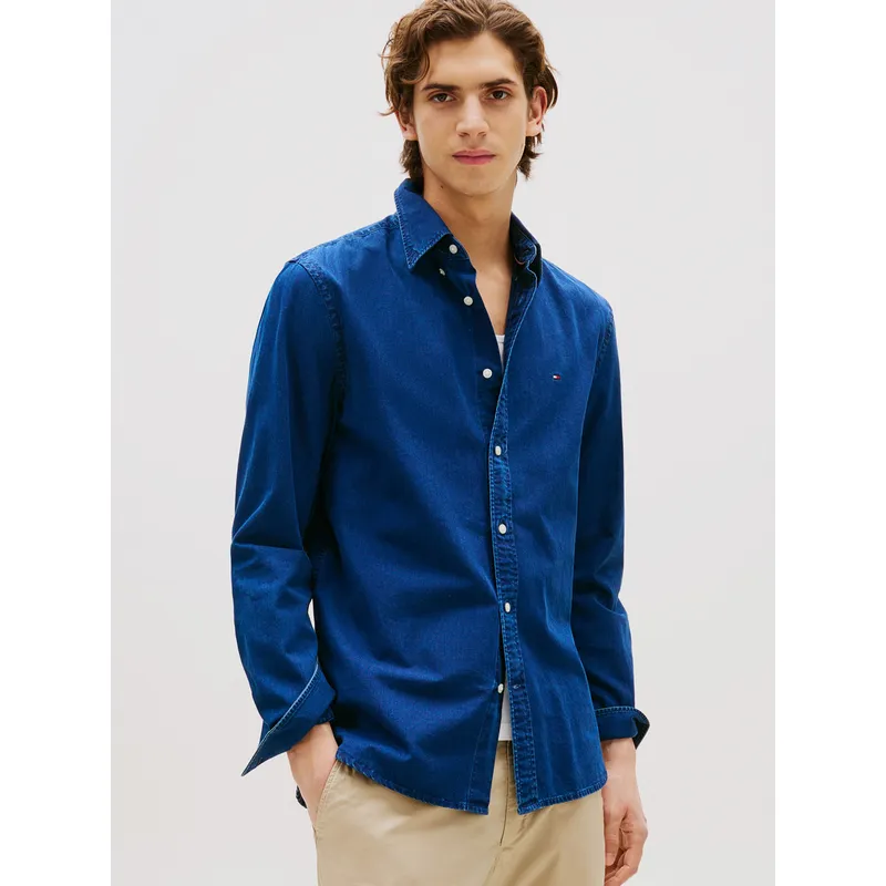 TOMMY HILFIGER - Camisa Chambray Regular Fit Azul Tommy Hilfiger