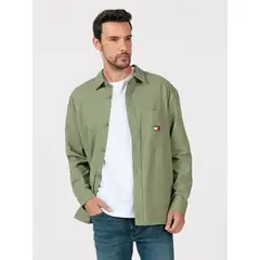 TOMMY HILFIGER - Camisa Oversize Texturizada Verde Tommy Jeans