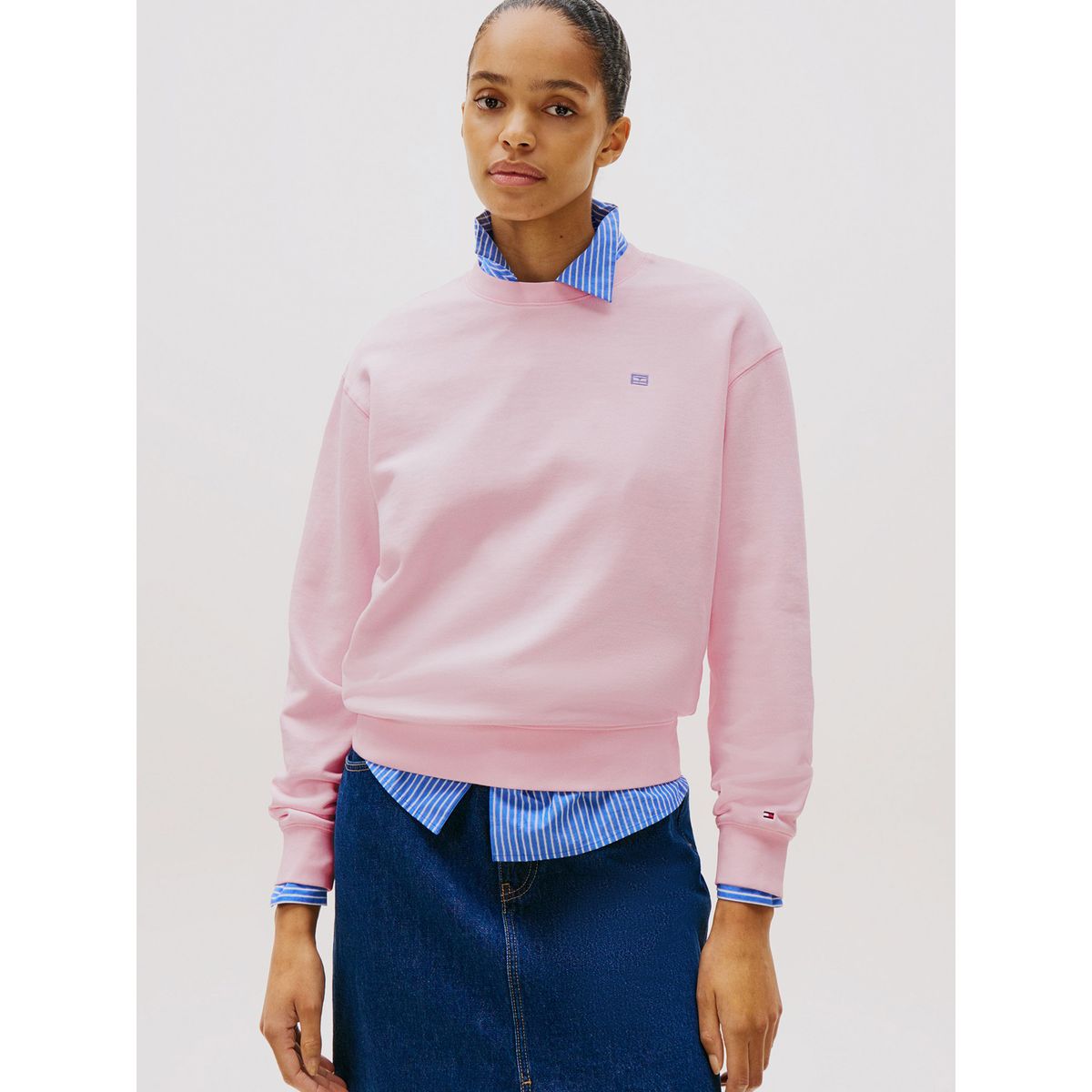 TOMMY HILFIGER - Polerón Contrast Flag Logo Rosado Tommy Hilfiger