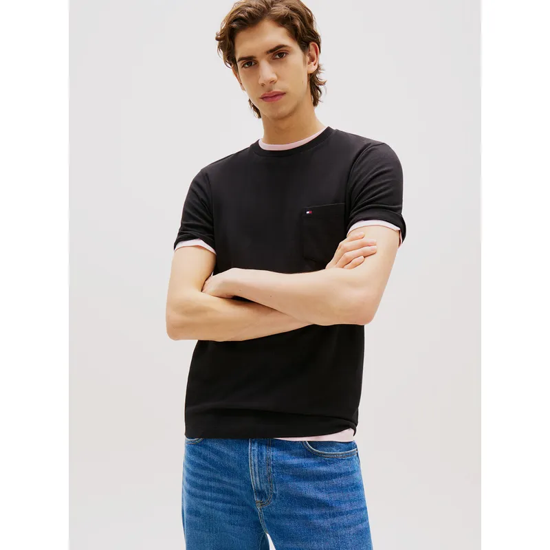 TOMMY HILFIGER - Polera Essential Solid Pocket Negro Tommy Hilfiger