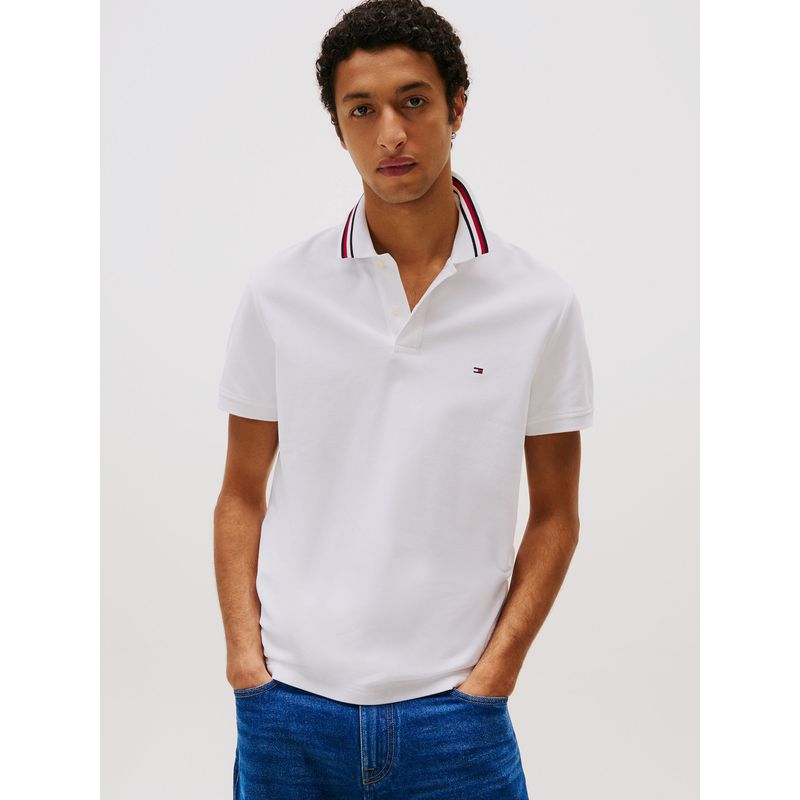 TOMMY HILFIGER - Polo Signature Collar Regular Fit Blanco Tommy Hilfiger