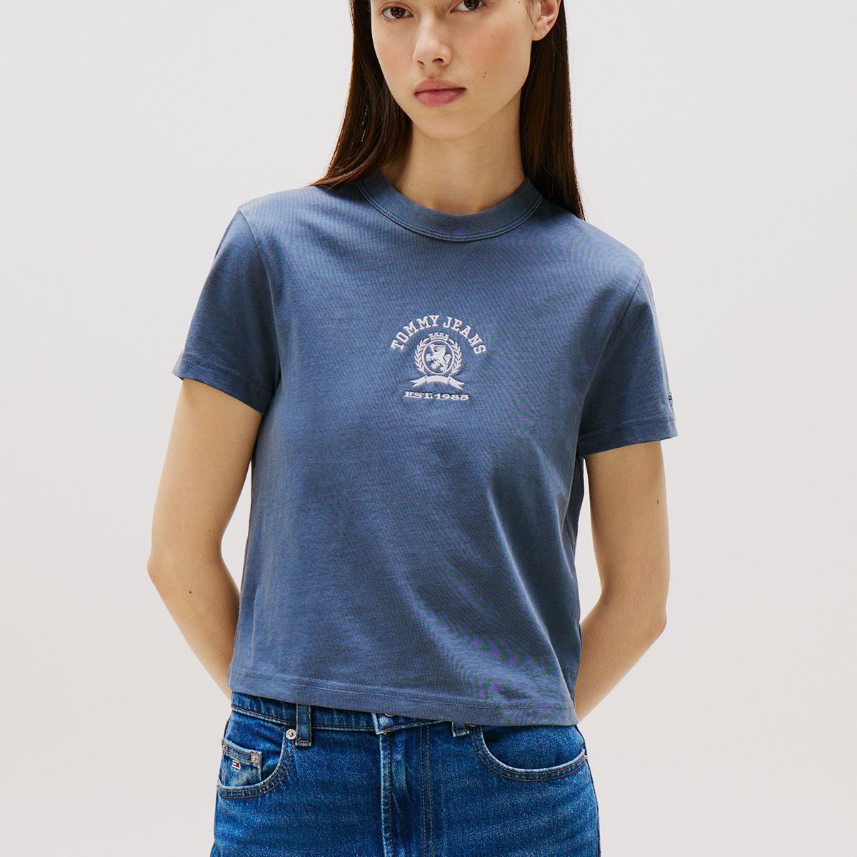 TOMMY HILFIGER - Polera Varsity Crest Logo Azul Tommy Jeans