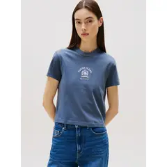 TOMMY HILFIGER - Polera Varsity Crest Logo Azul Tommy Jeans