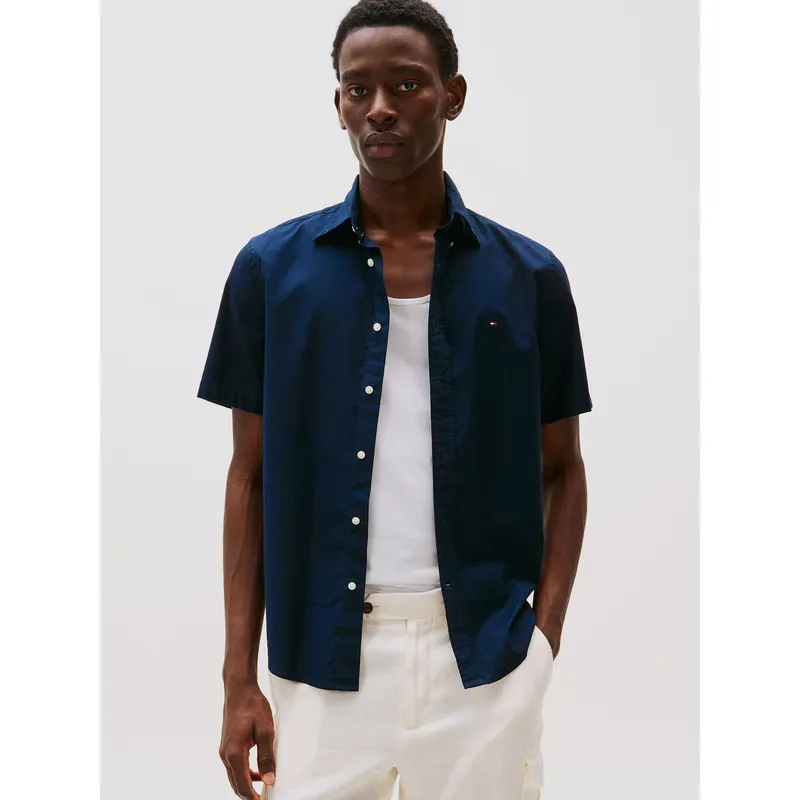 TOMMY HILFIGER - Camisa Flex Poplin Solid Azul Tommy Hilfiger