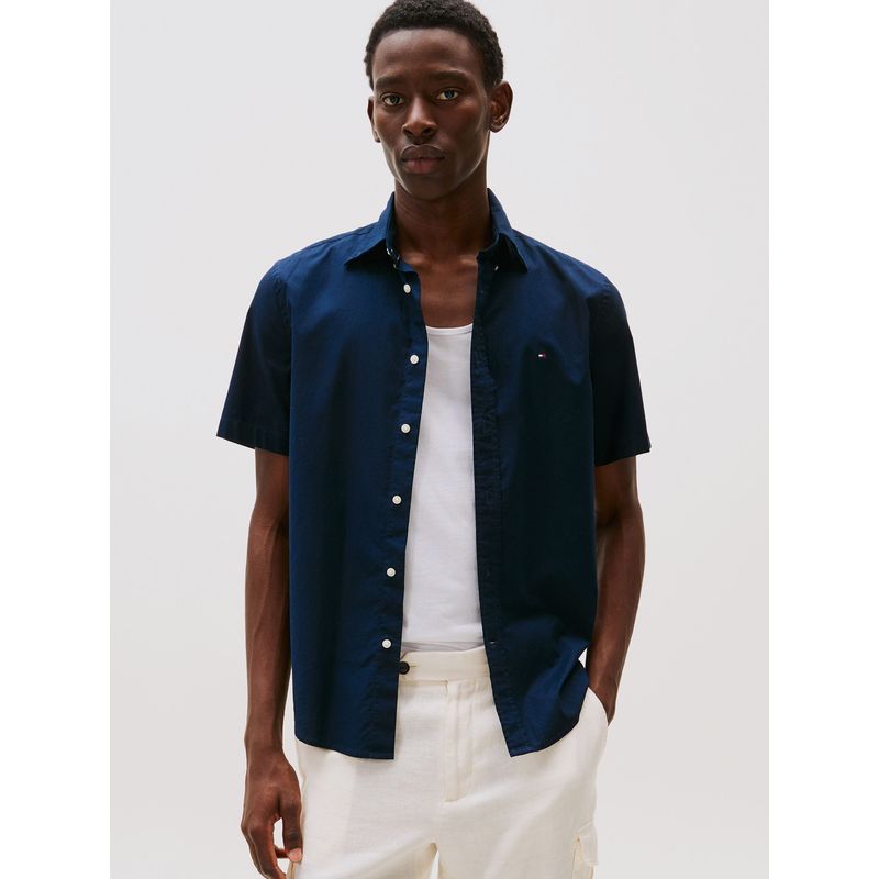 TOMMY HILFIGER - Camisa Flex Poplin Solid Azul Tommy Hilfiger