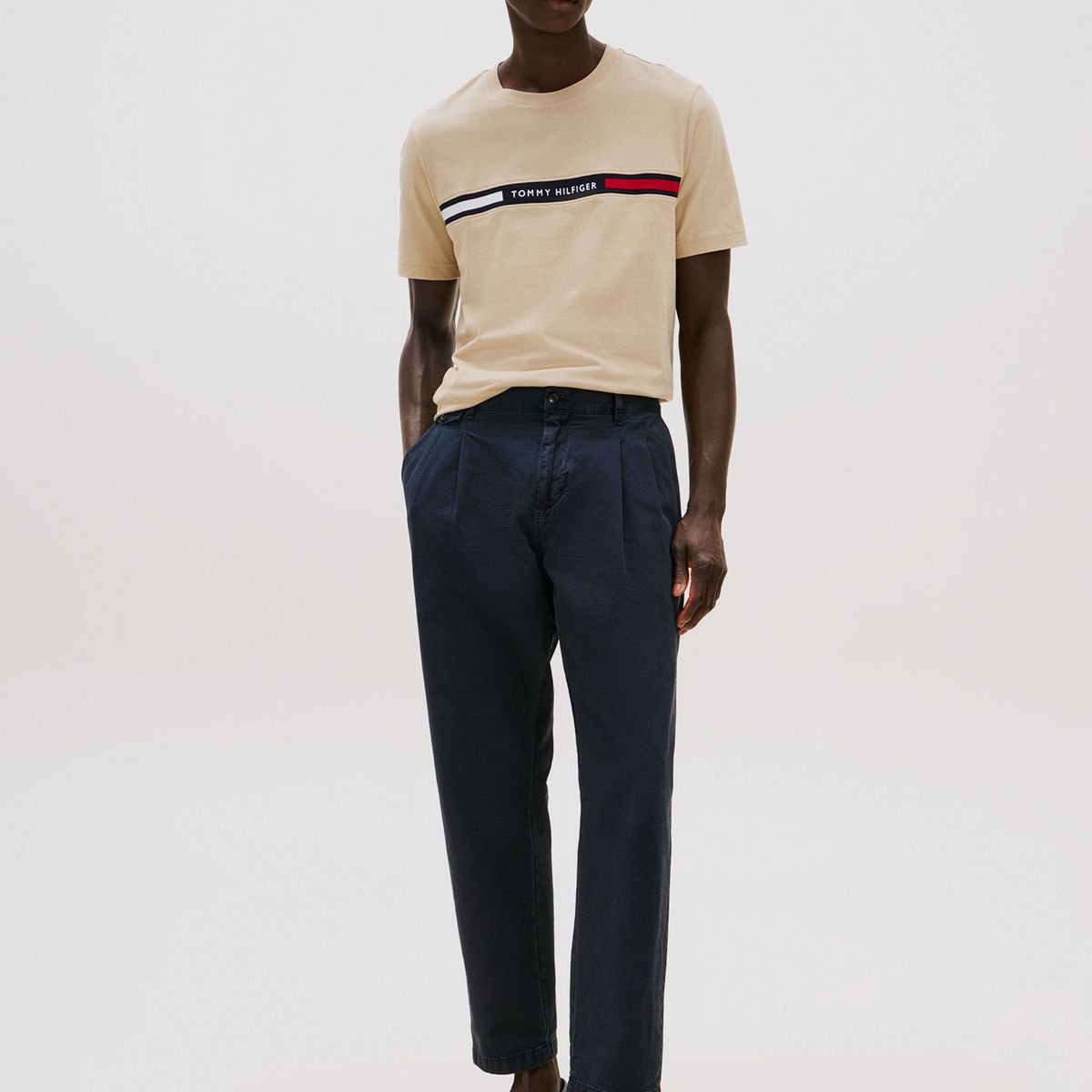 TOMMY HILFIGER - Polera Chest Insert Logo Beige Tommy Hilfiger