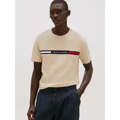 TOMMY HILFIGER - Polera Chest Insert Logo Beige