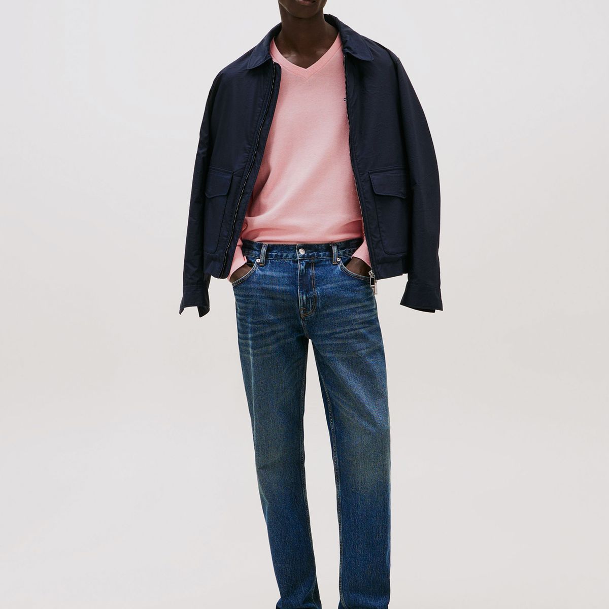 TOMMY HILFIGER - Sweater Básico Signature V-Neck Rosado Tommy Hilfiger