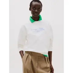 TOMMY HILFIGER - Polerón De Cuello Redondo Con Logo Blanco