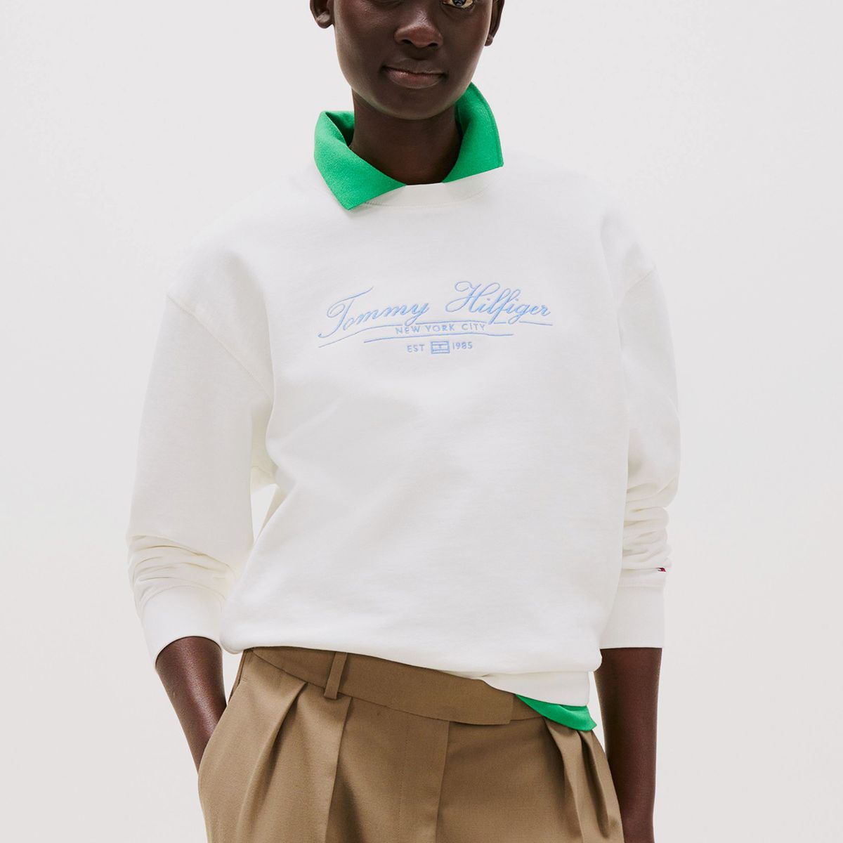 TOMMY HILFIGER - Polerón De Cuello Redondo Con Logo Blanco Tommy Hilfiger