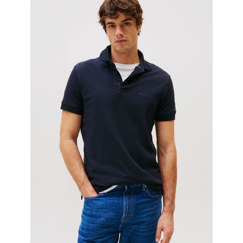 TOMMY HILFIGER - Polo Tonal Monotype Regular Fit Azul Tommy Hilfiger