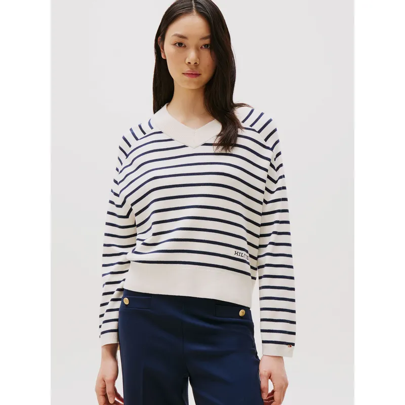 TOMMY HILFIGER - Sweater De Rayas Náuticas Blanco Tommy Hilfiger