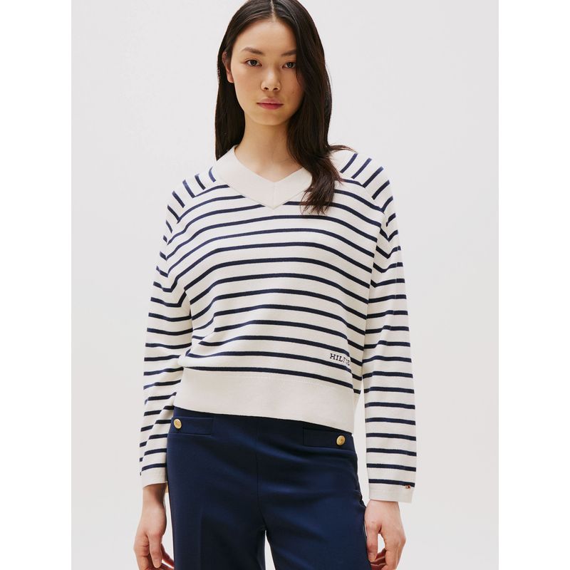 TOMMY HILFIGER - Sweater De Rayas Náuticas Blanco Tommy Hilfiger