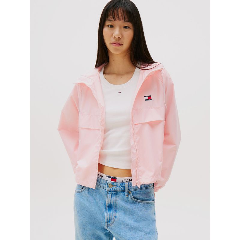 TOMMY HILFIGER - Chaqueta Cortavientos Con Parche Rosado Tommy Jeans