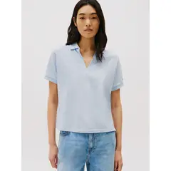 TOMMY HILFIGER - Polo Relaxed Solid Con Logo Celeste