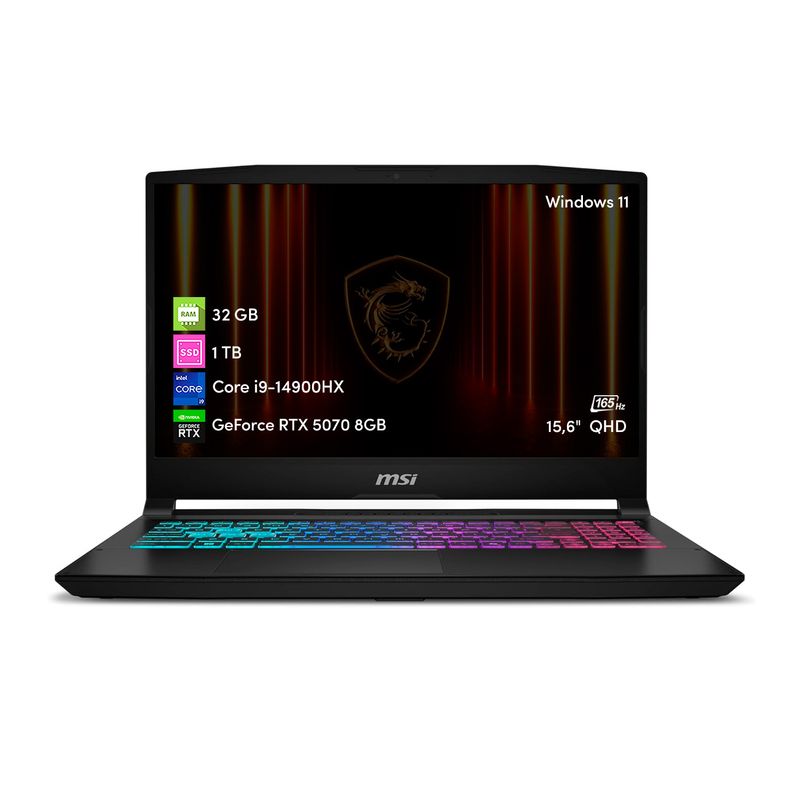 MSI - Notebook Gamer MSI Katana Intel i9 14va 32GB 1TB SSD RTX5070 156 QHD Win11