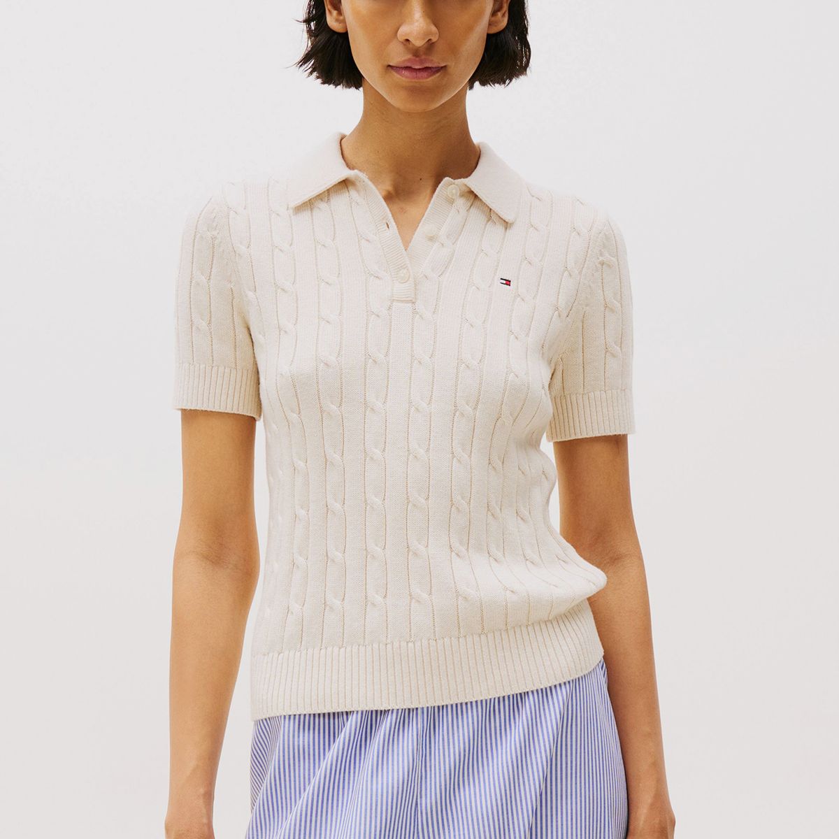 TOMMY HILFIGER - Sweater Cable Solid Blanco Tommy Hilfiger