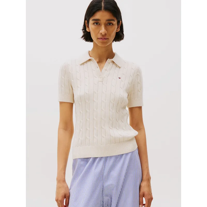 TOMMY HILFIGER - Sweater Cable Solid Blanco Tommy Hilfiger