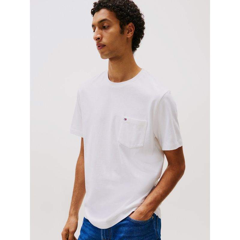 TOMMY HILFIGER - Polera Essential Solid Pocket Blanco Tommy Hilfiger