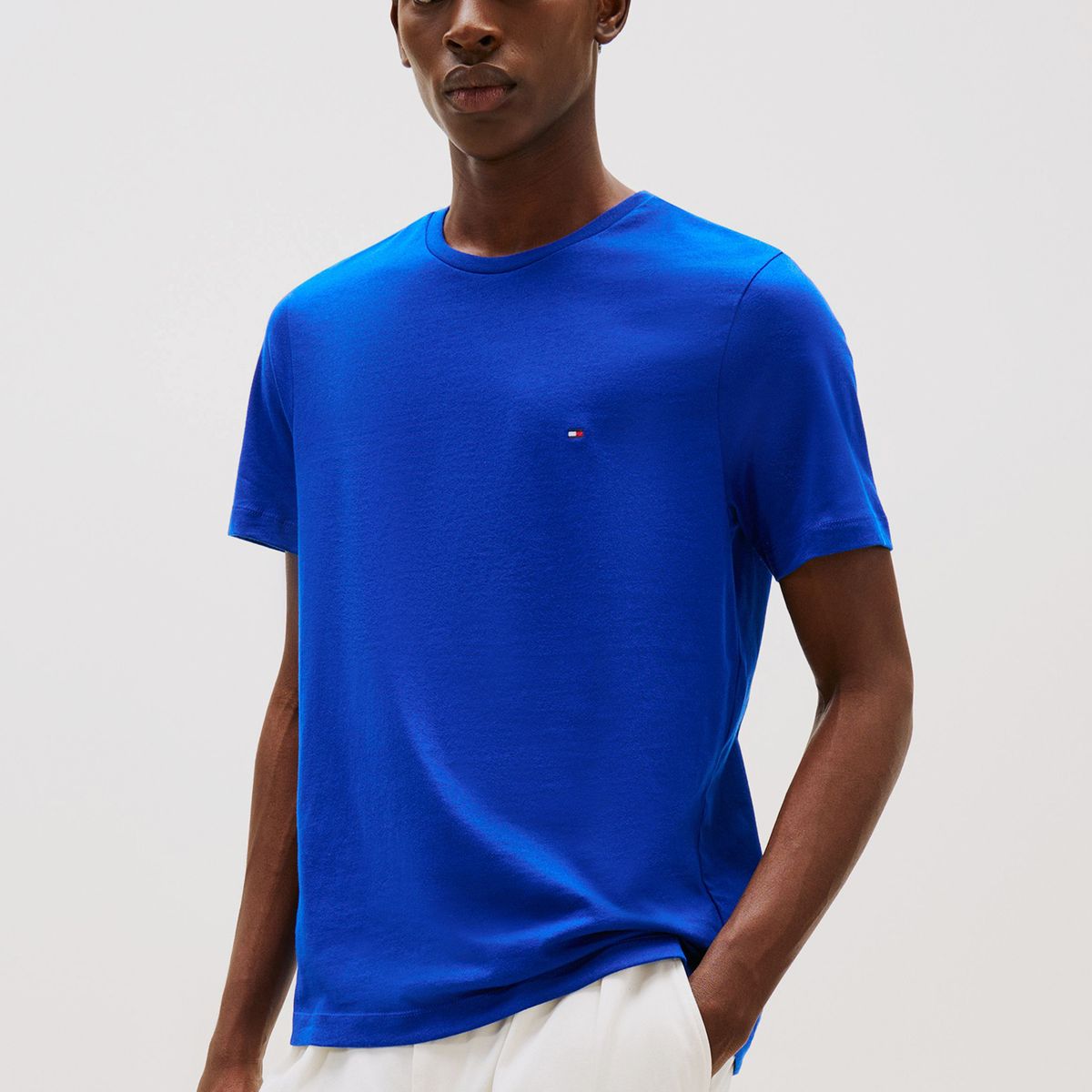 TOMMY HILFIGER - Polera Essential Cotton C-Neck Regular Fit Azul Tommy Hilfiger