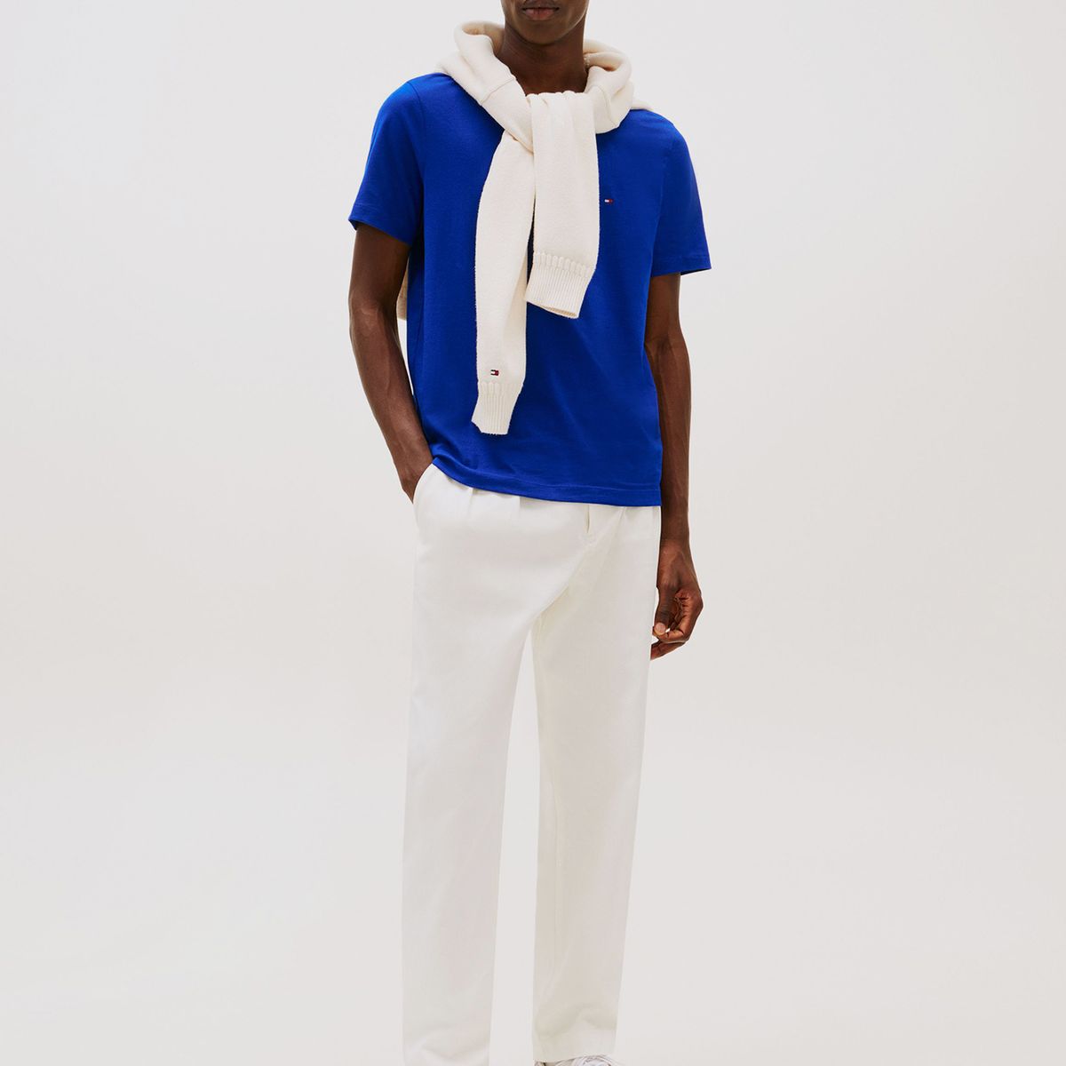 TOMMY HILFIGER - Polera Essential Cotton C-Neck Regular Fit Azul Tommy Hilfiger