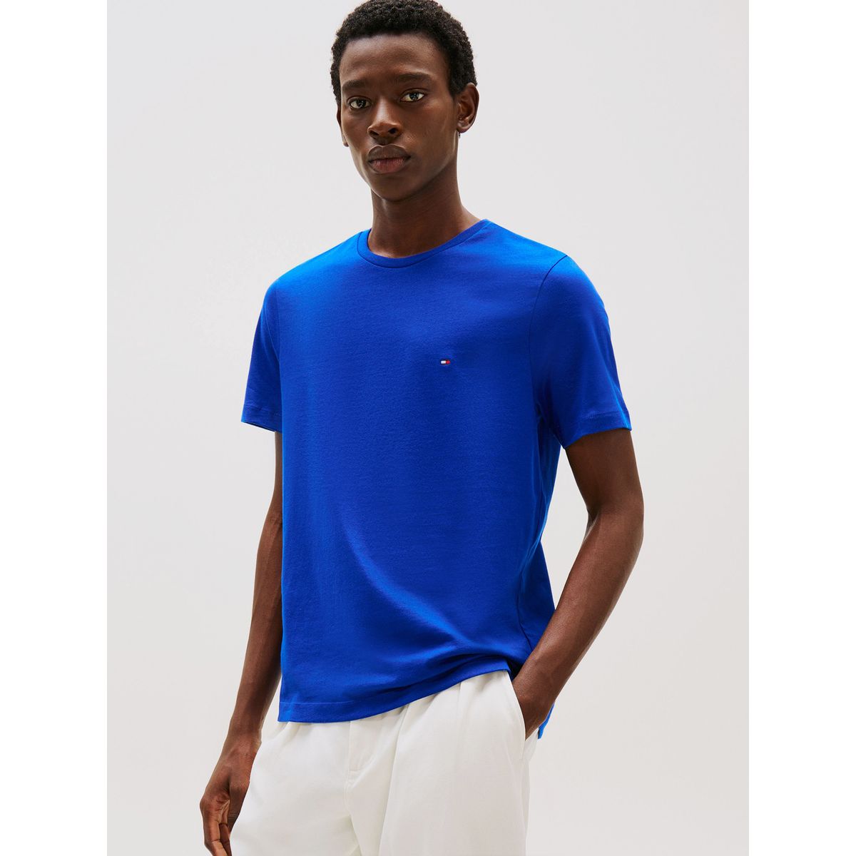 TOMMY HILFIGER - Polera Essential Cotton C-Neck Regular Fit Azul Tommy Hilfiger