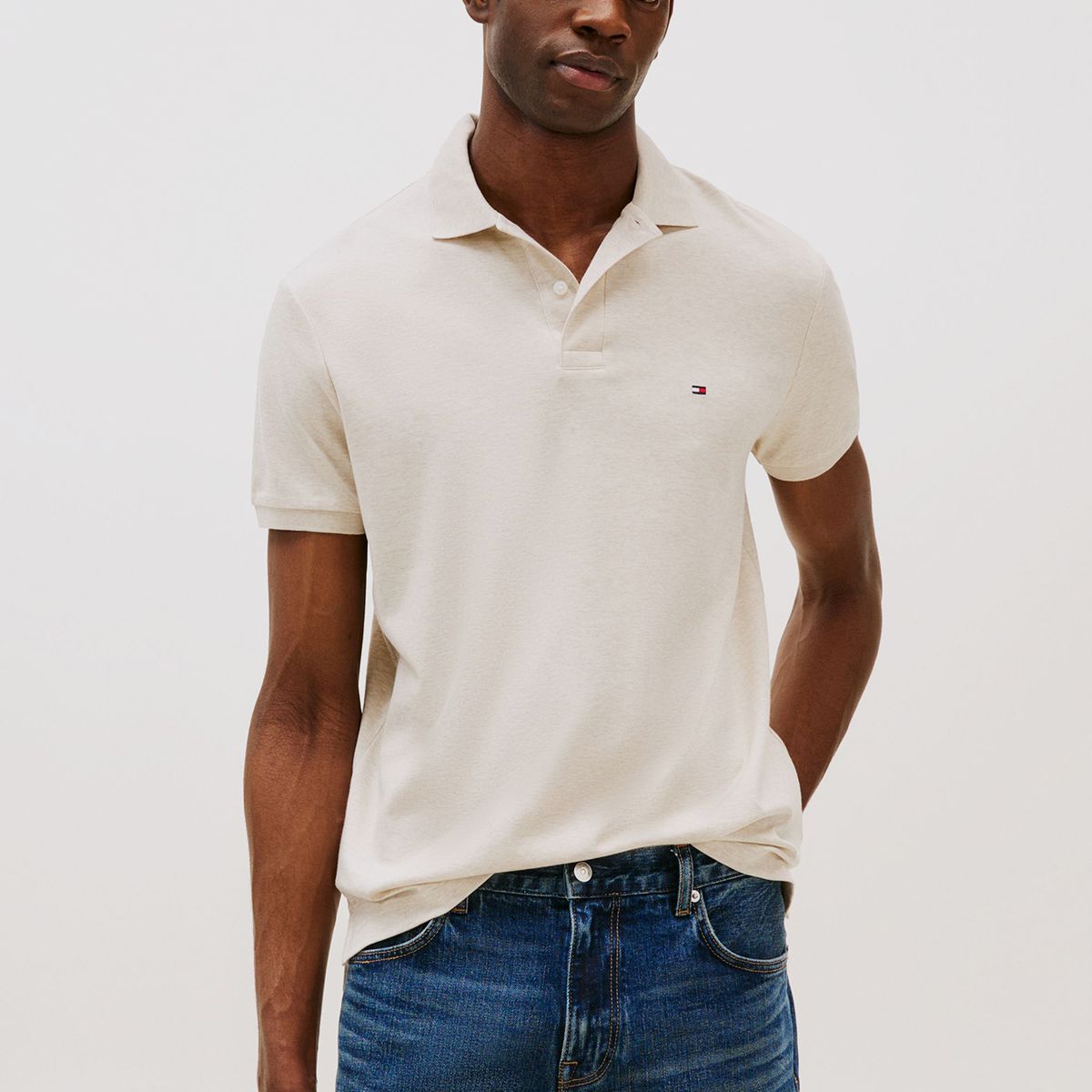 TOMMY HILFIGER - Polo Liquid Cotton Regular Fit Beige Tommy Hilfiger