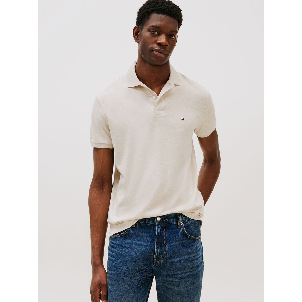 TOMMY HILFIGER - Polo Liquid Cotton Regular Fit Beige Tommy Hilfiger