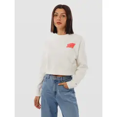 TOMMY HILFIGER - Polerón Cropped Bubble Logo Blanco Tommy Jeans