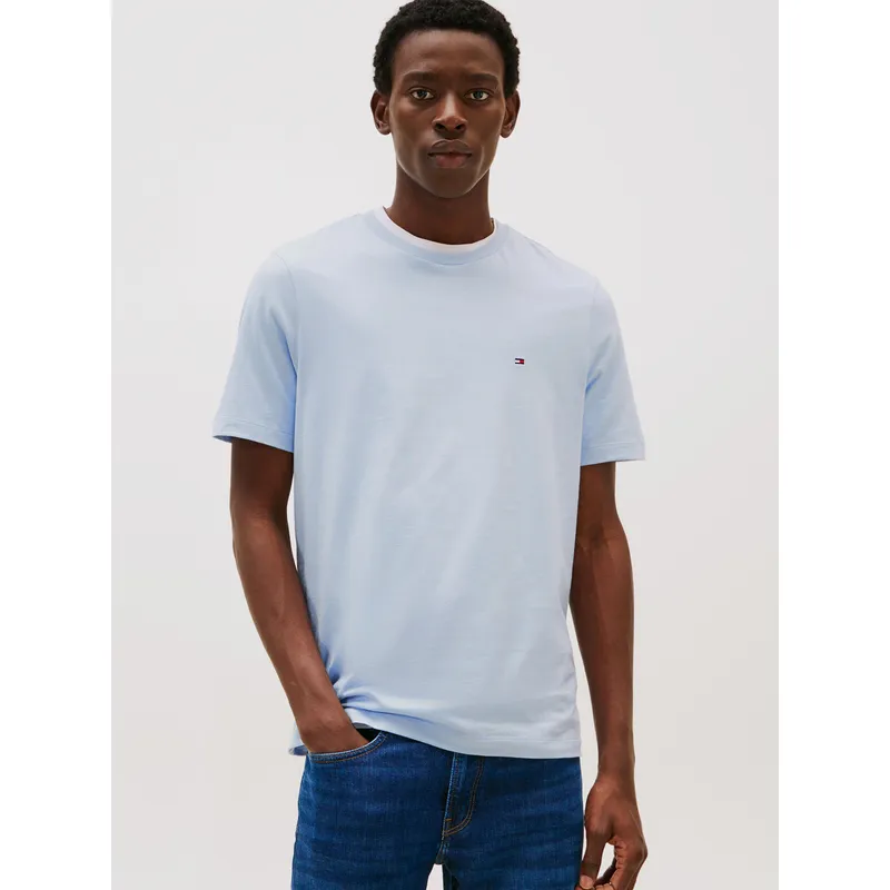 TOMMY HILFIGER - Polera Essential Cotton C-Neck Regular Fit Celeste Tommy Hilfiger