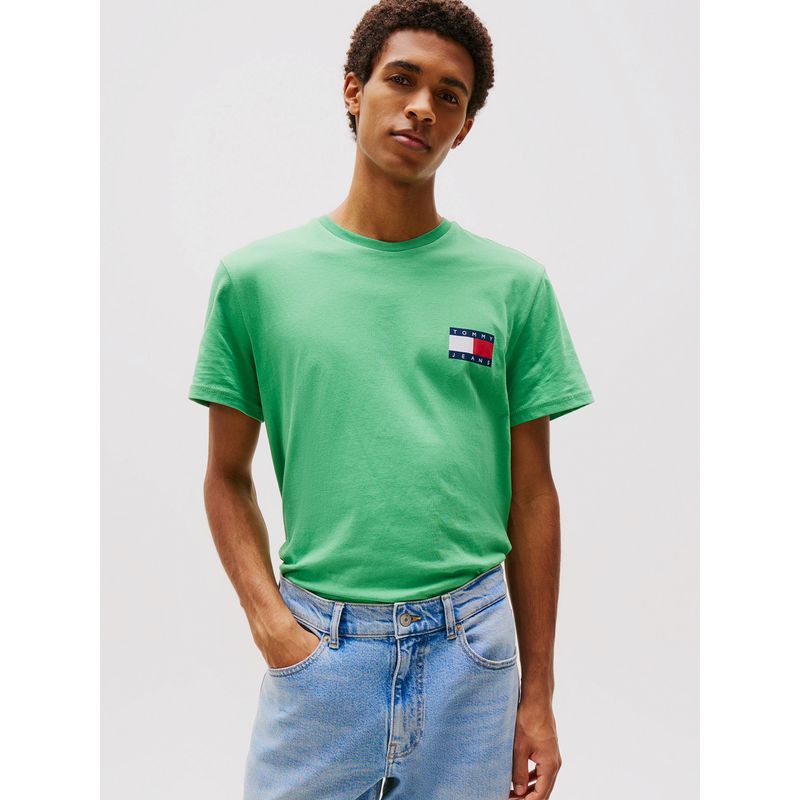 TOMMY HILFIGER - Polera Essential Flag Logo Verde Tommy Jeans