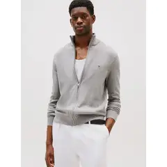 TOMMY HILFIGER - Sweater Essential Cotton Con Cierre Gris