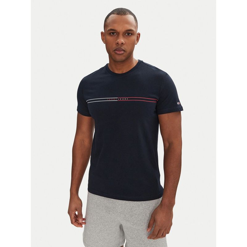 TOMMY HILFIGER - Polera Entry Graphic Logo Slim Fit Azul Tommy Jeans