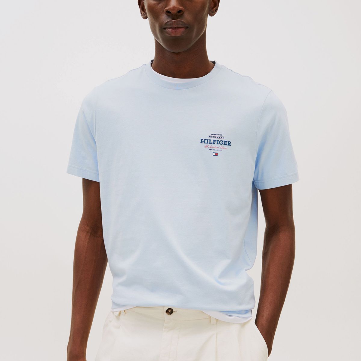 TOMMY HILFIGER - Polera Monotype All America Logo Celeste Tommy Hilfiger