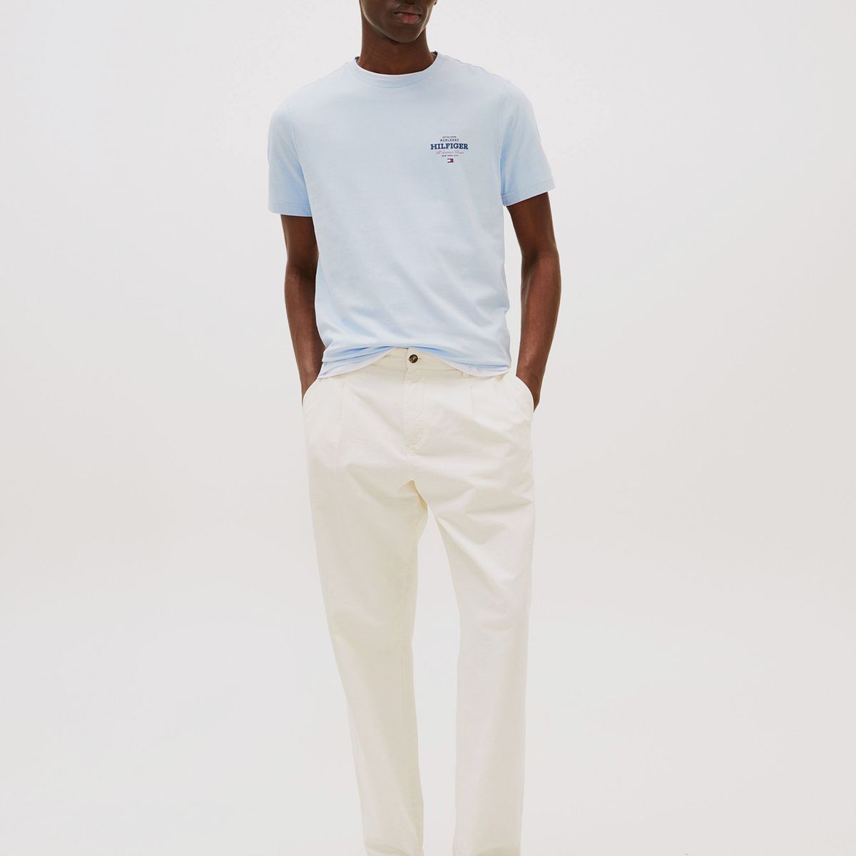 TOMMY HILFIGER - Polera Monotype All America Logo Celeste Tommy Hilfiger