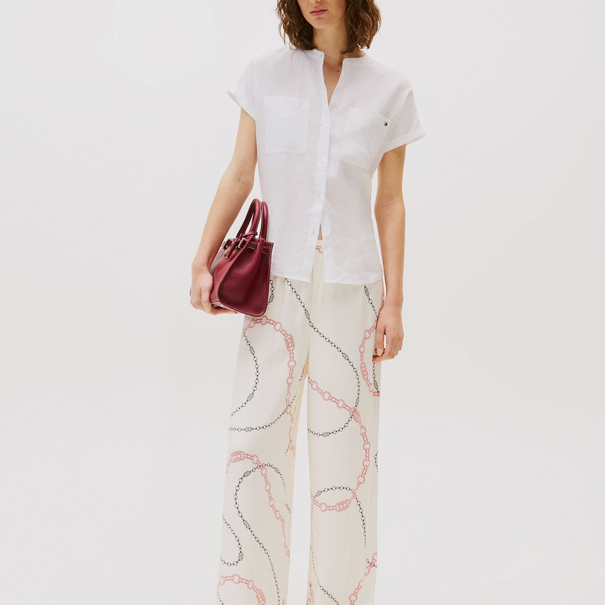 TOMMY HILFIGER - Pantalón Soft De Viscosa Beige Tommy Hilfiger