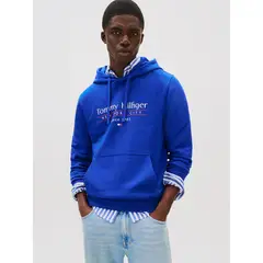 TOMMY HILFIGER - Polerón Hoodie Center Stack Logo Azul