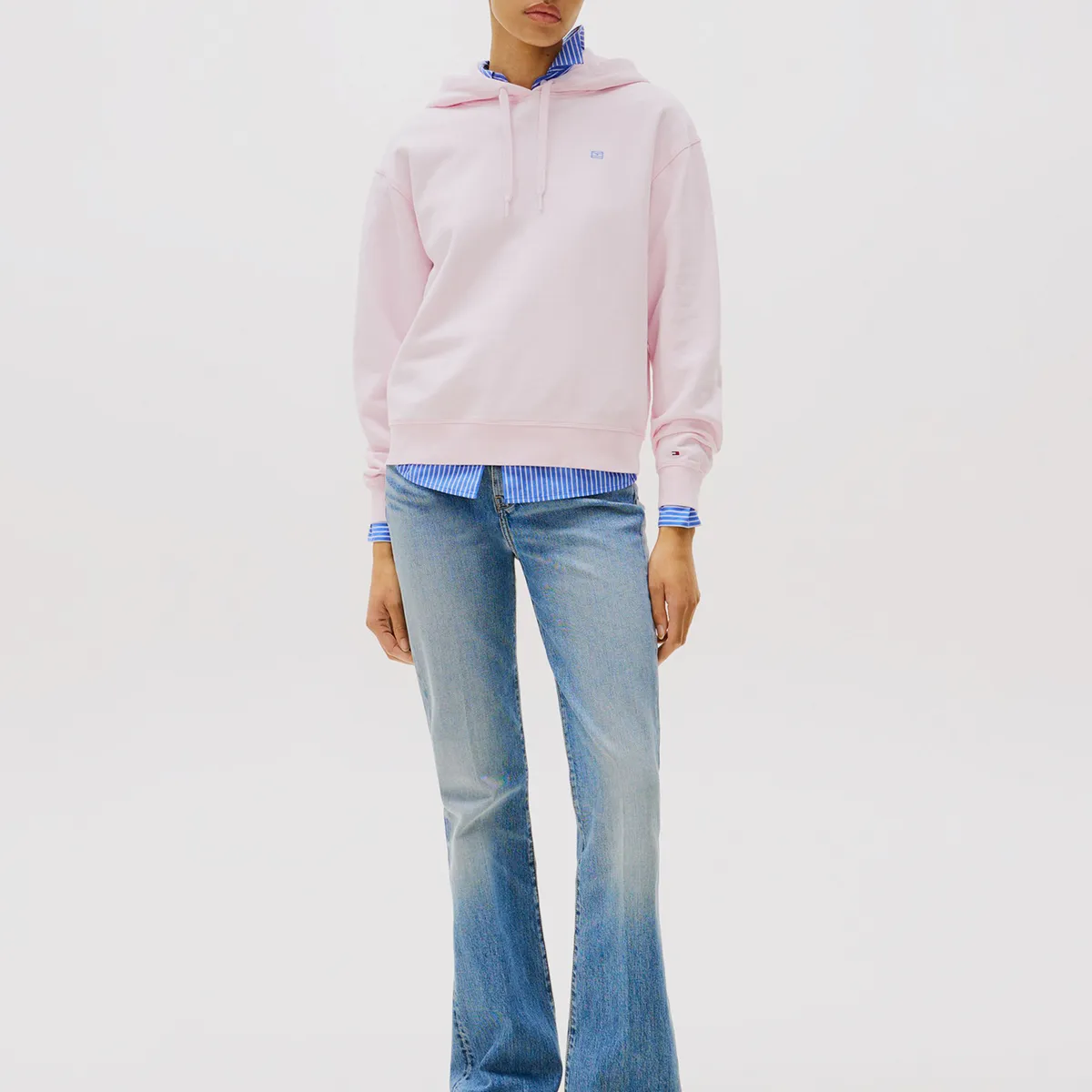 TOMMY HILFIGER - Polerón Hoodie Contrast Flag Logo Rosado Tommy Hilfiger