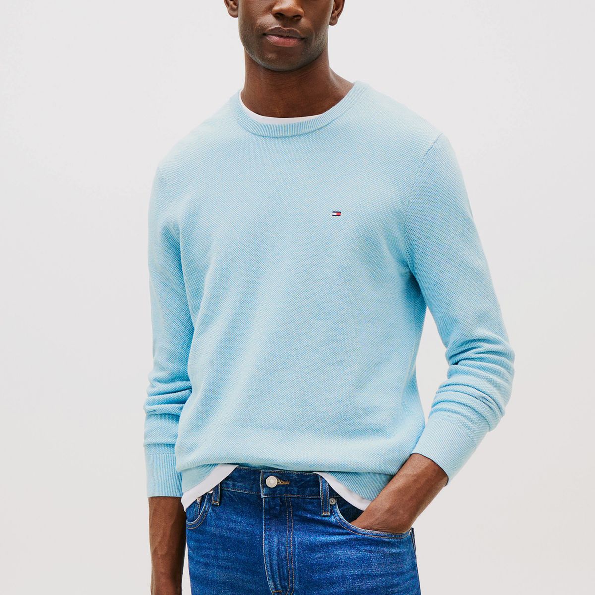 TOMMY HILFIGER - Sweater Essential Structure C-Neck Azul Tommy Hilfiger