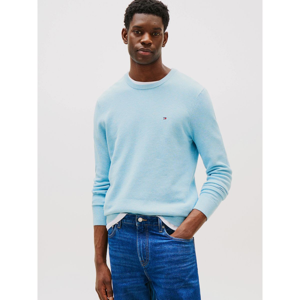 TOMMY HILFIGER - Sweater Essential Structure C-Neck Azul Tommy Hilfiger