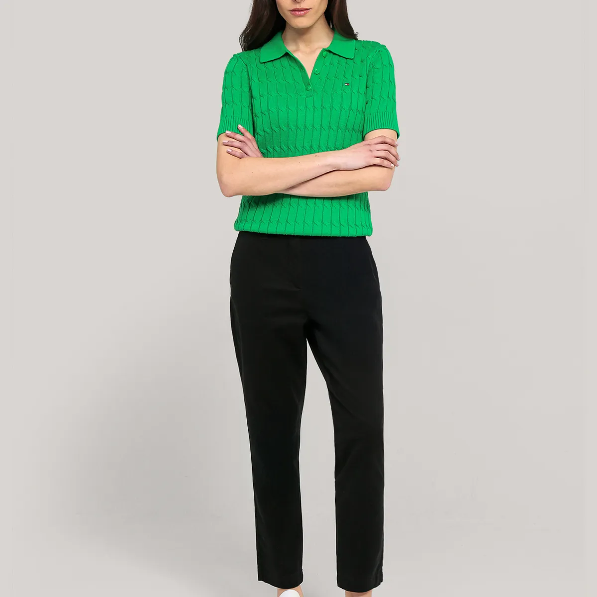 TOMMY HILFIGER - Sweater Cable Solid Verde Tommy Hilfiger