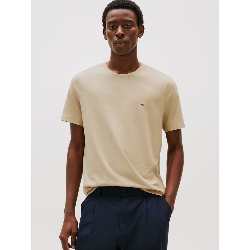 TOMMY HILFIGER - Polera Essential Cotton C-Neck Regular Fit Beige Tommy Hilfiger