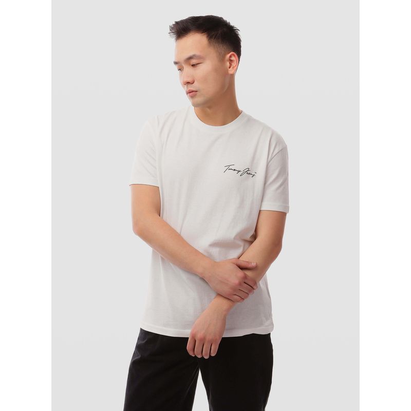 TOMMY HILFIGER - Polera Novelty Logo Regular Fit Blanco Tommy Jeans