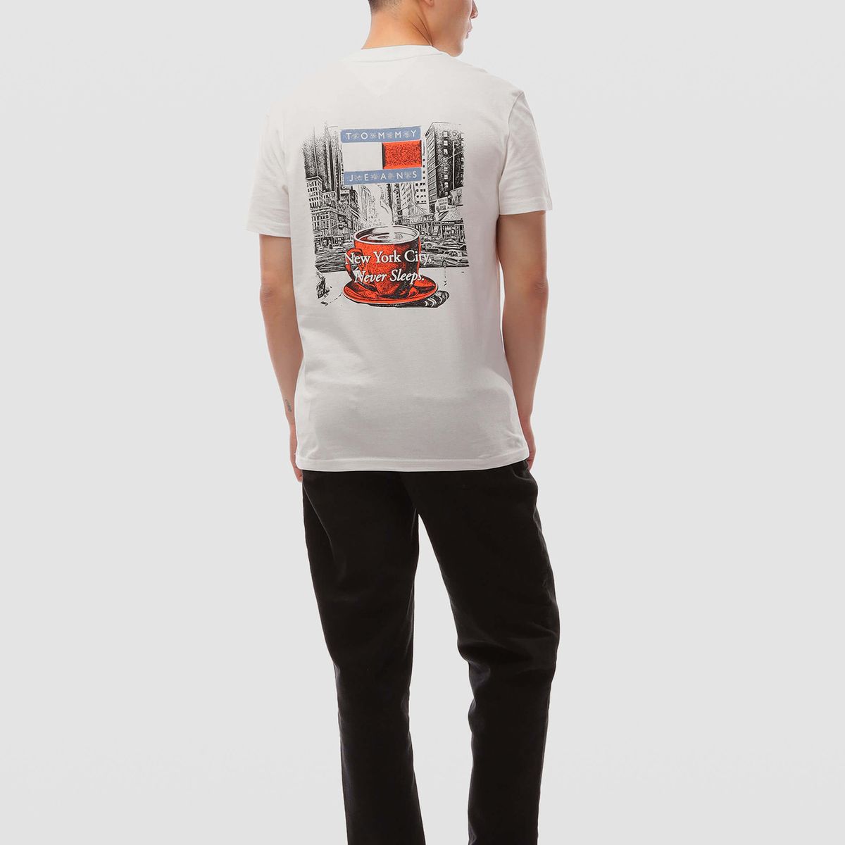 TOMMY HILFIGER - Polera Novelty Logo Regular Fit Blanco Tommy Jeans